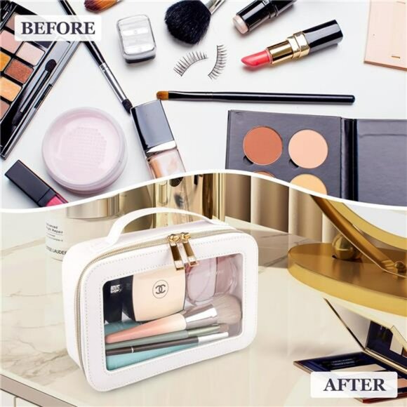 Clear Waterproof Makeup Bag Travel Toiletry Organizer Zipper Cosmetic Pouch - Picture 3 of 7